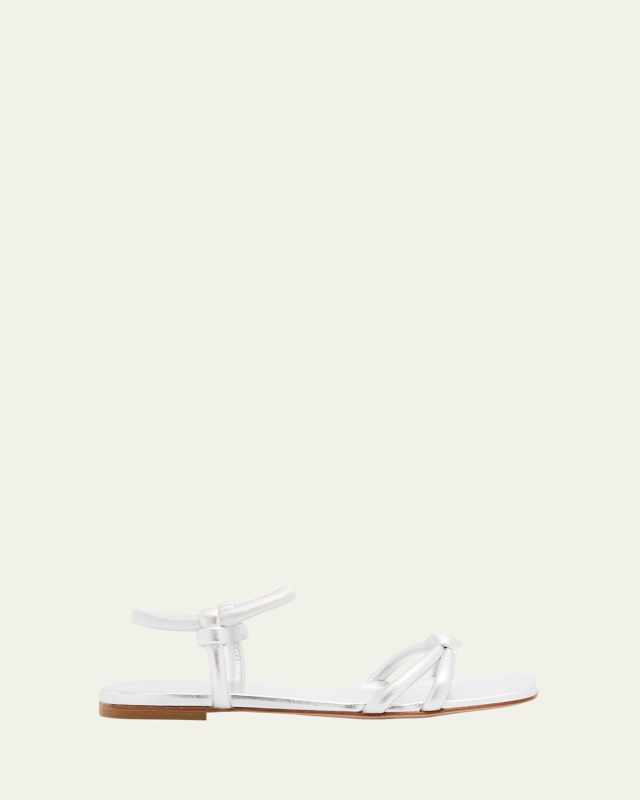 Juno Nappa Leather Knotted Ankle-Strap Sandals